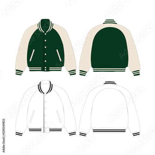 varsity jacket vector illustration mockup can be changed color