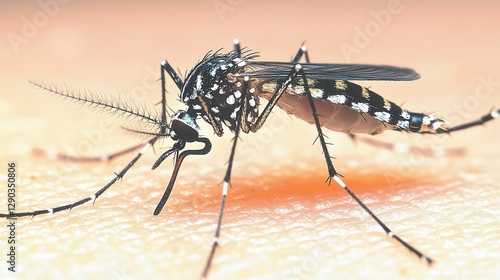 Wallpaper Mural Close-up Image of a Mosquito Feeding on Human Skin in a Macro Photography Style Torontodigital.ca