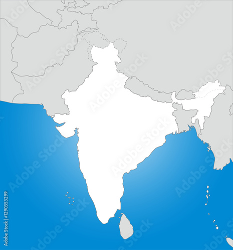 インドと周辺国の地図、シンプルで分かりやすい