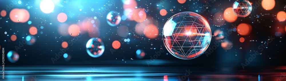 geometric surrealism, floating tetrahedrons, glowing spheres, futuristic reflections, dynamic depth, contemporary digital aesthetic, fine art visualization, avant-garde composition, experimental geometric surrealism, floating tetrahedrons, glowing spheres, futuristic reflections, dynamic depth, contemporary digital aesthetic, fine art visualization, avant-garde composition, experimental