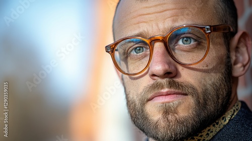 Elevate Your Brand Smart man with modern haircut and professional glasses, showcasing personal branding with simple design Professional headshots are key to a strong online presence and establishing
