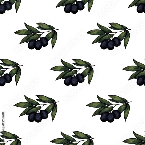Seamless pattern with olive branches for decorative print, wrapping paper, greeting cards, wallpaper and fabric