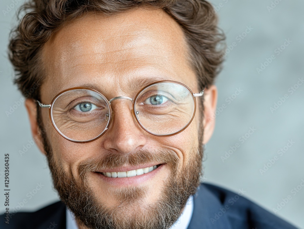 Elevate your brand with professional imagery featuring a Smiling businessman with sleek appearance and polished glasses, clean and modern design vibe This high-quality photograph embodies success Elevate your brand with professional imagery featuring a Smiling businessman with sleek appearance and polished glasses, clean and modern design vibe This high-quality photograph embodies success