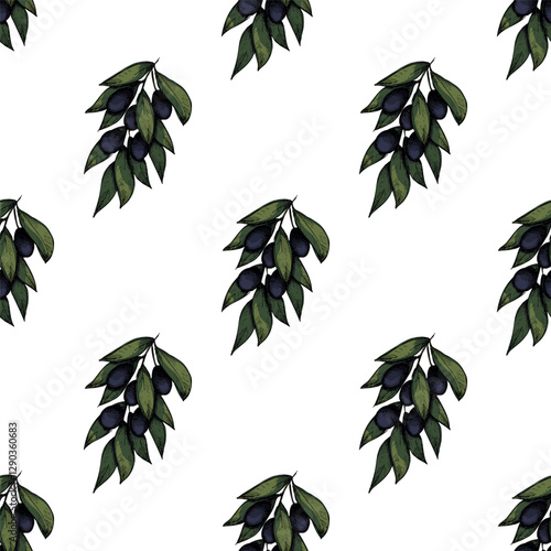 Seamless pattern with olive branches for decorative print, wrapping paper, greeting cards, wallpaper and fabric