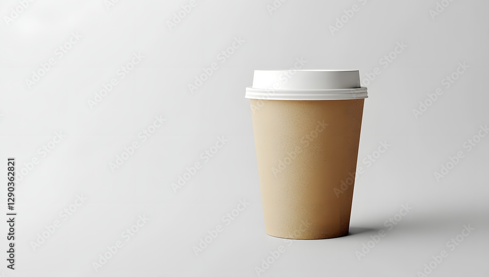 Beige coffee cup mockup, plain background, product display Beige coffee cup mockup, plain background, product display