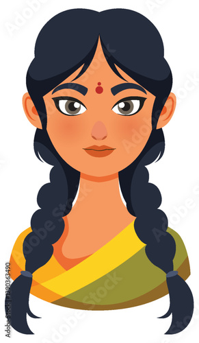 Traditional Indian Woman Illustration