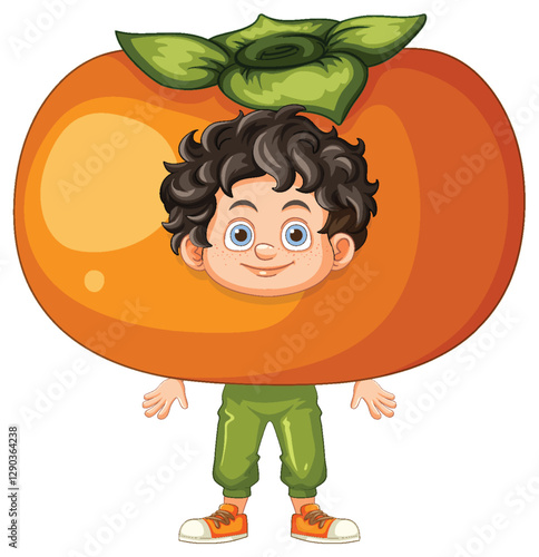 Boy in Persimmon Costume Illustration