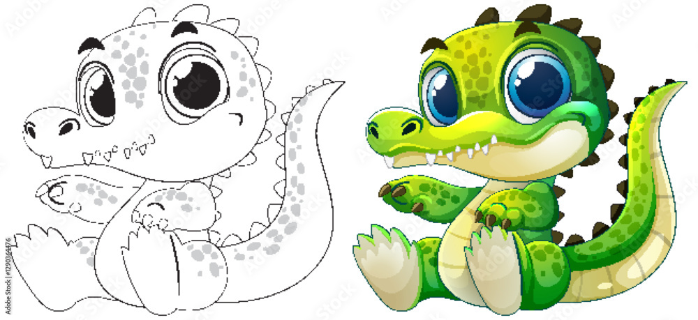 Obraz premium Adorable Baby Crocodile Illustration