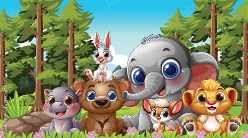 Adorable Forest Animal Friends Gathering