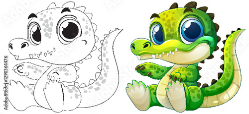 Adorable Baby Crocodile Illustration