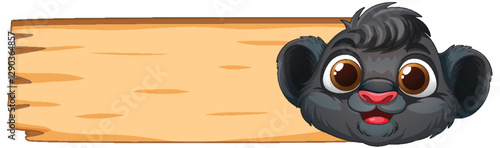 Cute Cartoon Animal with Wooden Sign