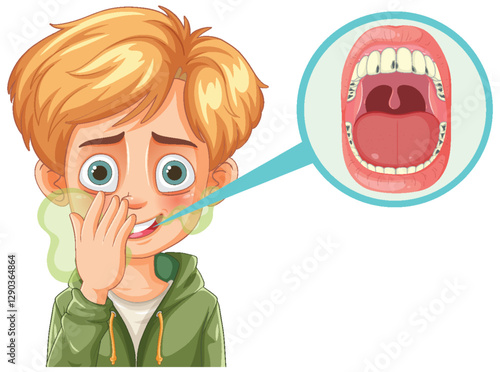 Child with Bad Breath Illustration