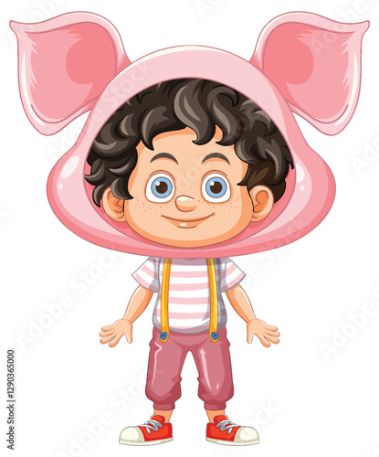 Child in Pig Costume Illustration