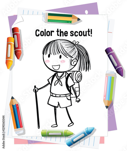Colorful Scout Adventure Illustration