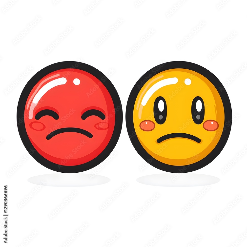 Fototapeta premium Cheerful and Gloomy faces: Colorful Vector Art Illustrations for Emotions and Feelings