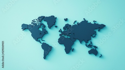 Wallpaper Mural Detailed Blue World Map on Turquoise Background Representing Global Geography and Exploration Torontodigital.ca