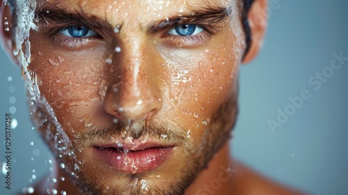 Sweaty Skin: Skin covered in a layer of perspiration, appearing shiny and glistening, often occurring after exercise or in hot, humid conditions.
