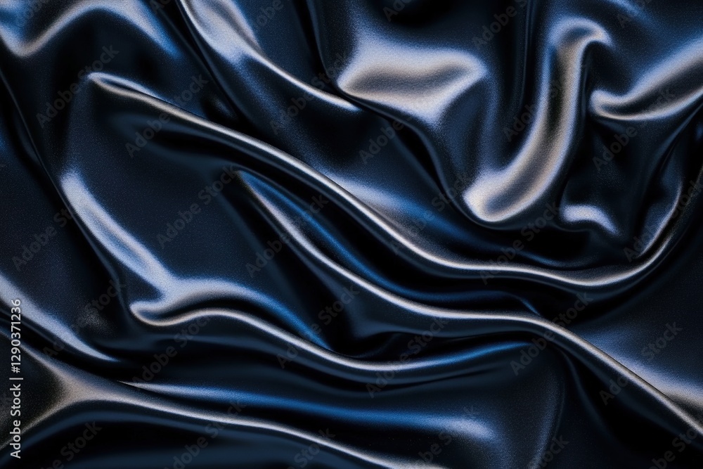 Obraz premium Luxurious Black Satin Fabric Background: Elegant Draped Cloth Texture for Premium Designs. Perfect for fashion, beauty, and luxury branding projects. Showcase your products with this rich, 