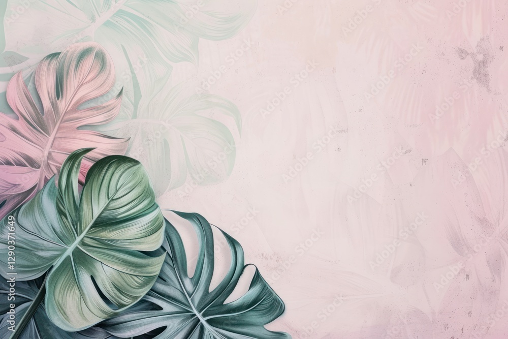 Fototapeta premium Vintage drawing of monstera backgrounds pattern sketch.