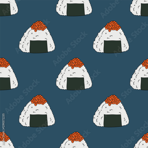 Seamless pattern with onigiri for decorative print, wrapping paper, menu, wallpaper and fabric
