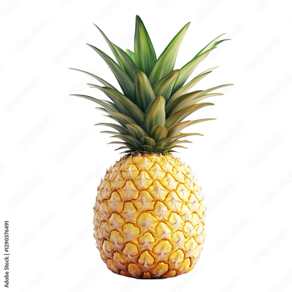 Fototapeta premium Ripe Pineapple Tropical Fruit Isolated Black Background