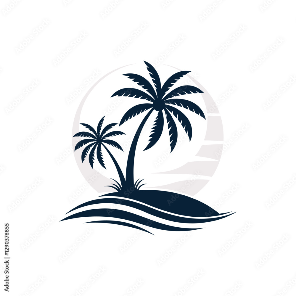 Obraz premium palm tree silhouette logo vector line art logo design 
