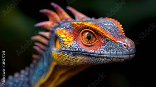 Wallpaper Mural Colorful lizard portrait, jungle background, fantasy reptile, nature stock image Torontodigital.ca