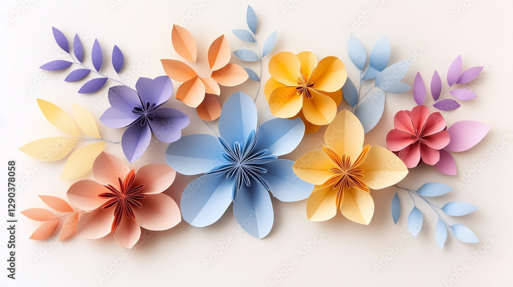 Obraz premium Beautiful Handmade Paper Flowers in Pastel Colors