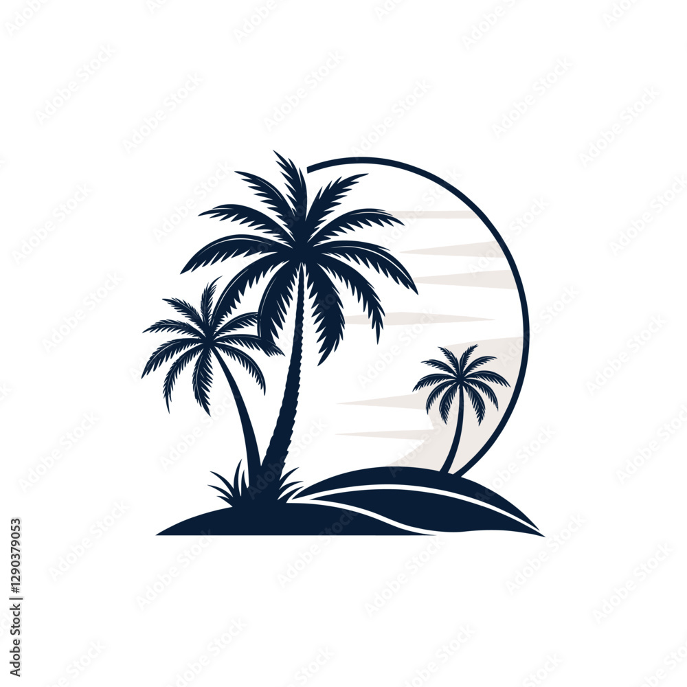 Fototapeta premium palm tree silhouette logo vector line art logo design 