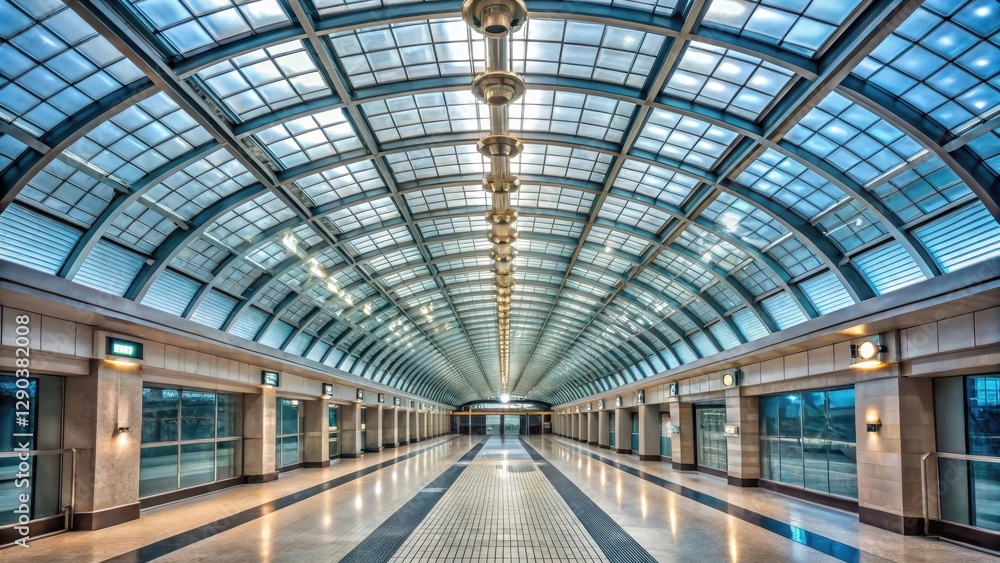 Elegant metro station ceiling, glass ceiling, subway interior Elegant metro station ceiling, glass ceiling, subway interior