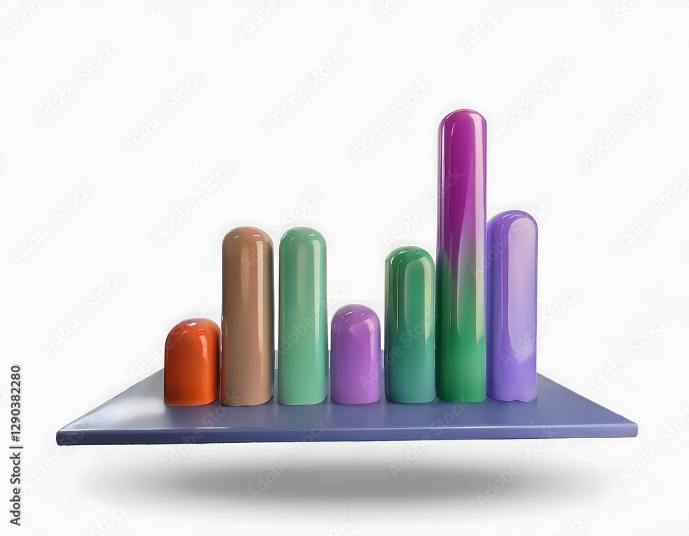 Fototapeta premium Financial inclusion, economy and technology : 3D icon of AI-driven stock market analysis, real-time data visualization.
