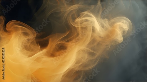 Abstract Amber Smoke on Matte Background