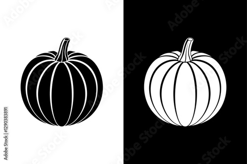 Black & White Pumpkin Symbol. Stylish Vector Design
