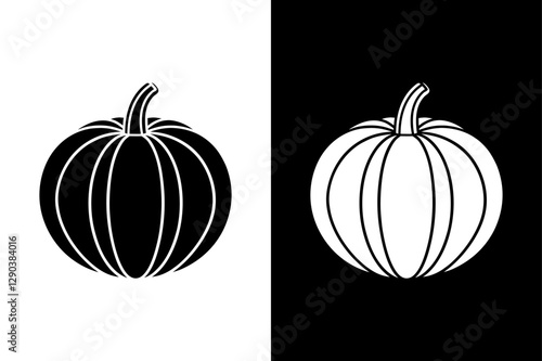 Flat Pumpkin Vegetable Icon. Bold & Simple Illustration