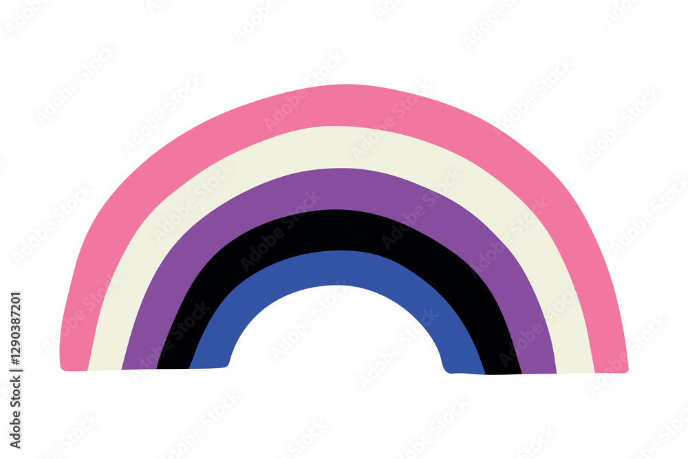 Fototapeta premium Colorful rainbow shape Gender fluid pride flag Happy pride day LGBTQ community Pride Month Vector hand drawn doodle for posters, stickers, logo, cards