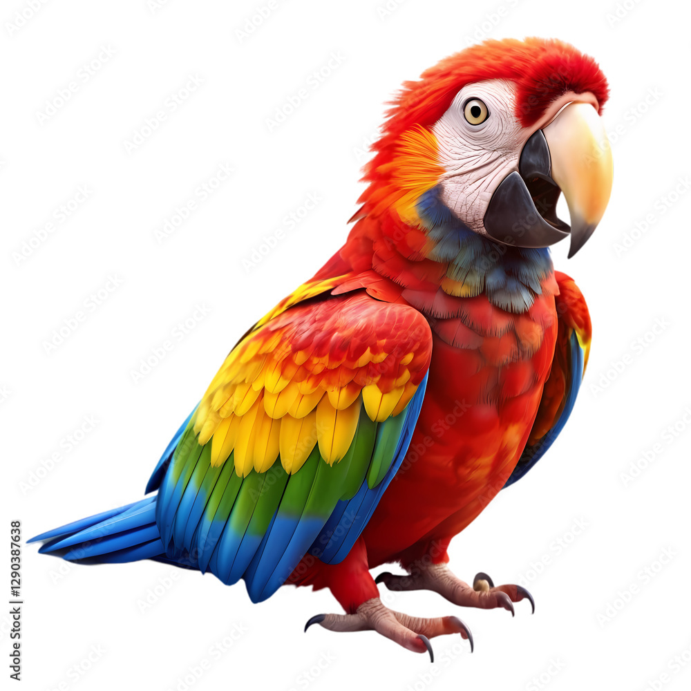 Fototapeta premium Scarlet Macaw Parrot: Bird Pictures isolated on transparent background