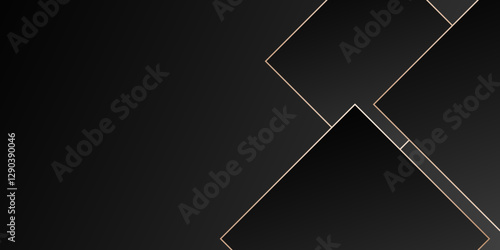 Abstract black geometric rectangle futuristic technology background. Construction details: Plastered board ceiling and wall corner with reflecting of fluorescent light. Vector abstract graphic design.