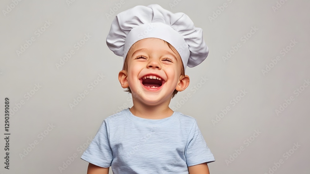 The Happy Little Chef Wearing A White Chefs Hat The Happy Little Chef Wearing A White Chefs Hat