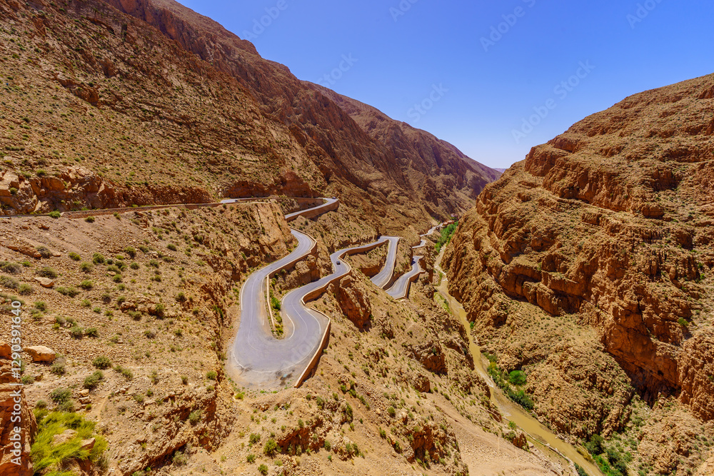 Winding road in the Dades Gorge, High Atlas