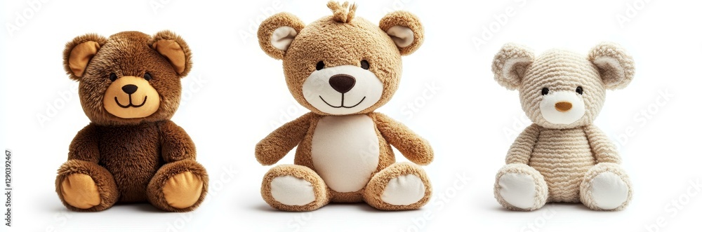Three Adorable Plush Teddy Bears for Children Three Adorable Plush Teddy Bears for Children