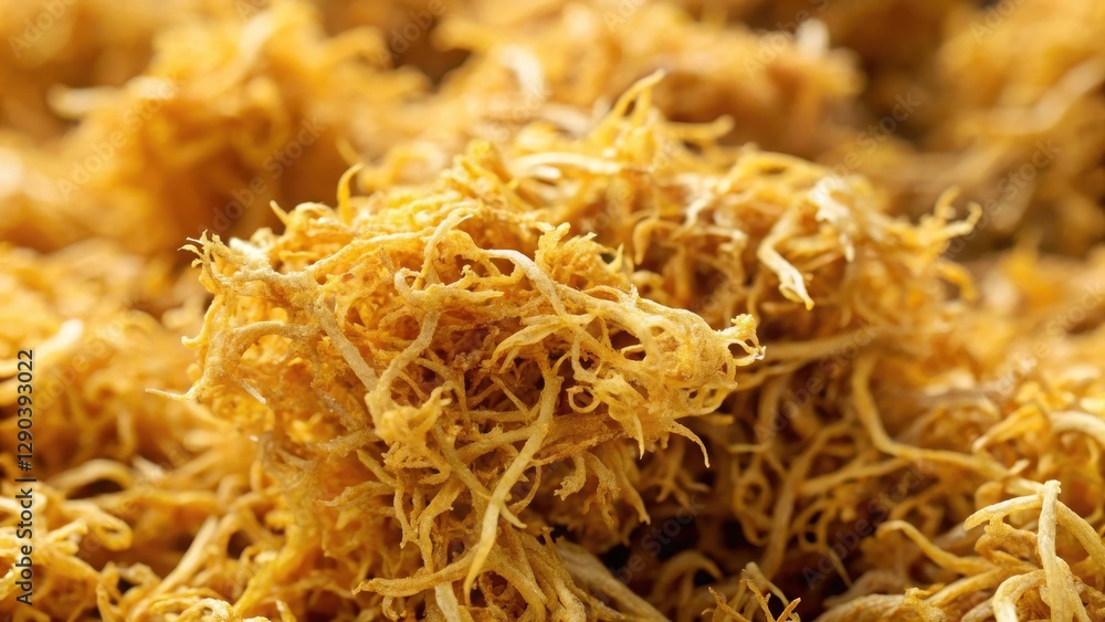 Close-up of dried Golden Sea Moss , seaweed details, Dried seaweed, seaweed details,Dried seaweed Close-up of dried Golden Sea Moss , seaweed details, Dried seaweed, seaweed details,Dried seaweed