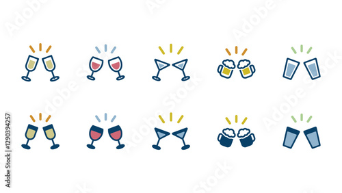 乾杯イメージのアイコンイラストセット
