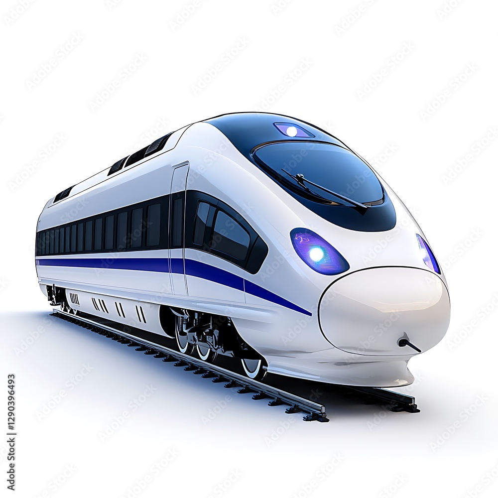 Modern High Speed Train on Tracks Transportation Railway Modern High Speed Train on Tracks Transportation Railway