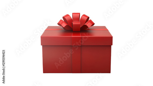 red gift box with ribbon isolated on white background