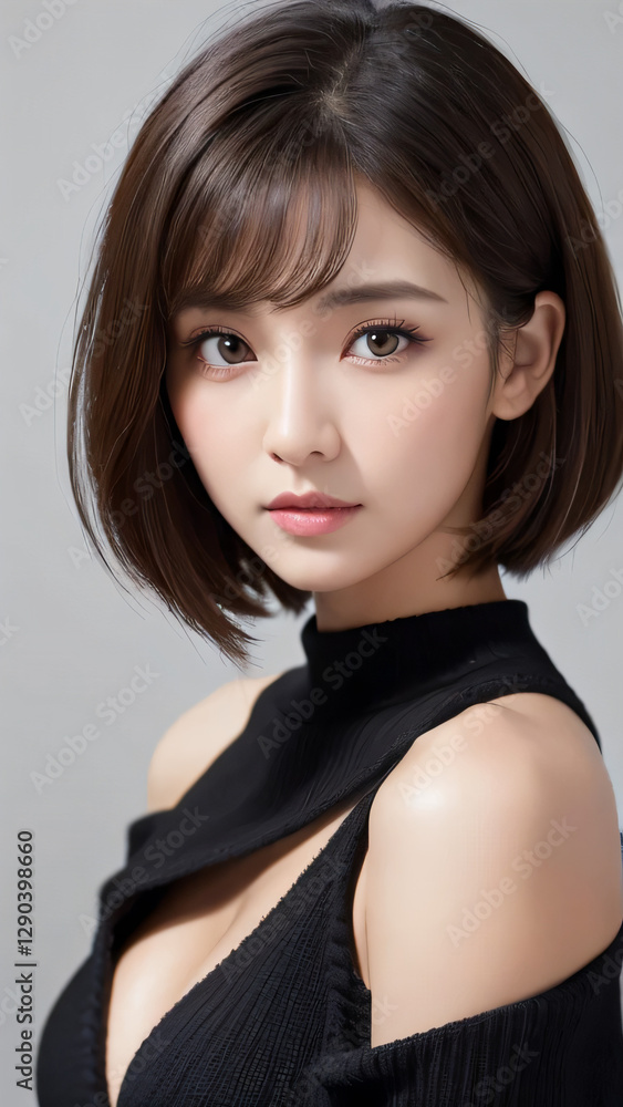 Fototapeta premium 女, 美しさ, ドレス, ファッション, モデル, 髪の毛, 黒, ブルネット, 人, 淑女, スタジオ, うっとりさせる魅力, 顔, 体, 笑う, スタイル, 1, 優雅な, ポーズ, 人々, いいかた, 細い, 優雅, 化粧, 金髪, 女性, ビキニ, 海, サマータイム, 水, 水泳パンツ, 太陽, バカンス, 空, タン, 砂, ライフスタイル, トロピカル, 旅行, 笑みを浮かべている