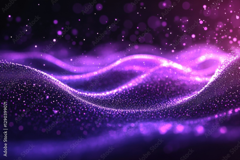 Fototapeta premium Dynamic purple waves abstract digital art creative visualization dark background ethereal flow