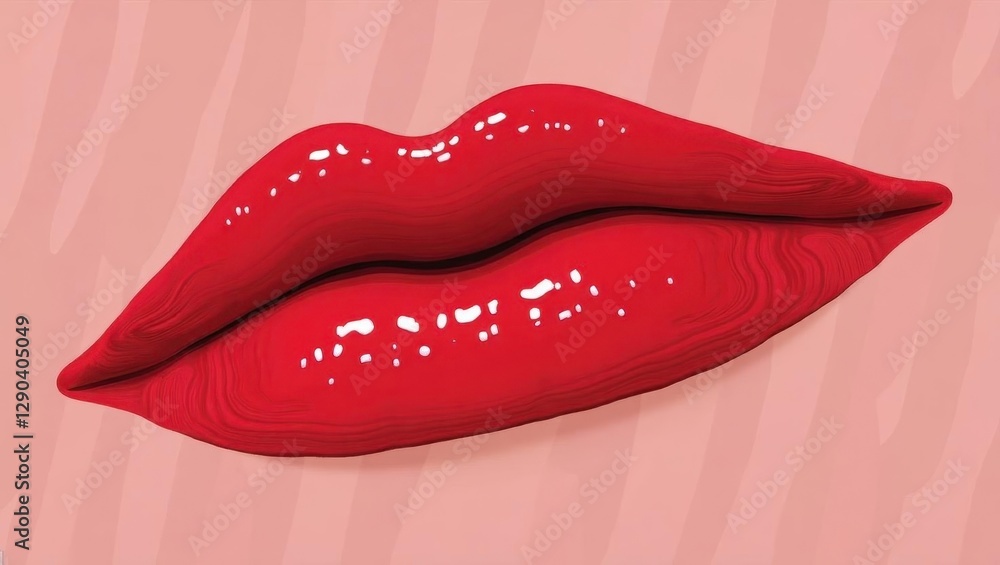 Lip Stain. Lips are red and shiny with white spot on them Lip Stain. Lips are red and shiny with white spot on them