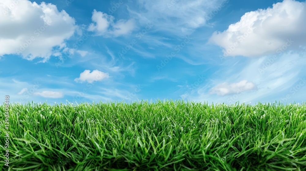 Lush Green Grass Under a Bright Blue Sky Lush Green Grass Under a Bright Blue Sky
