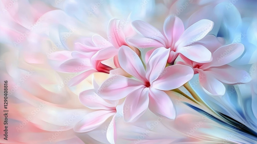 Fototapeta premium Delicate Pink Floral Illustration with Abstract Background