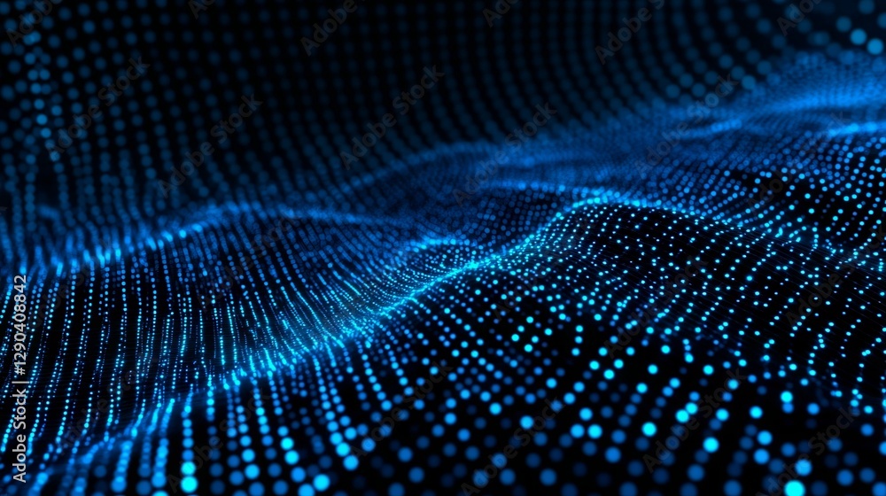 Abstract Digital Wave of Blue Dots Abstract Digital Wave of Blue Dots